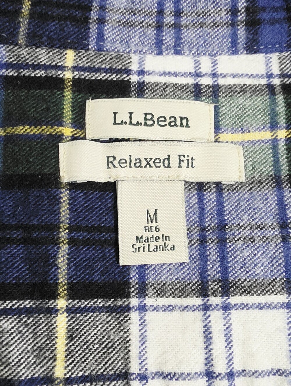 L.L.Bean Women M Tartan Plaid Flannel Shirt Relaxed Fit 100% Cotton Blue Green - Picture 11 of 13